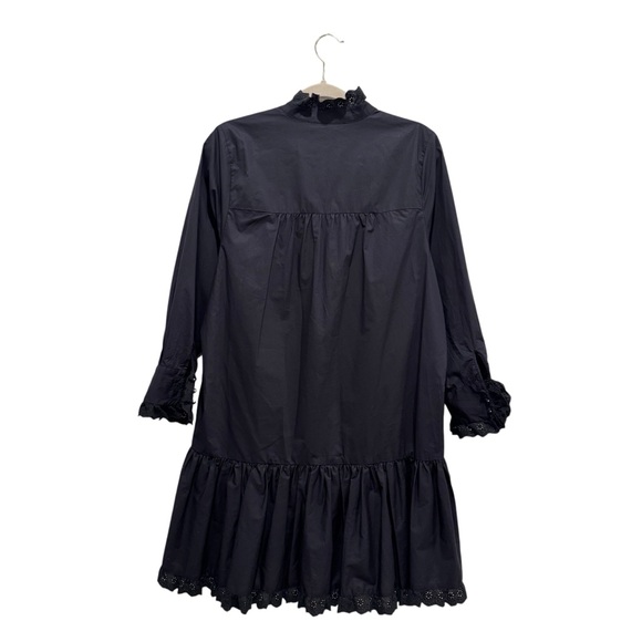 Hunter Bell Carter Mini Dress Lace Cotton Poplin Preppy Dark Academia Black Sz S - Picture 11 of 15
